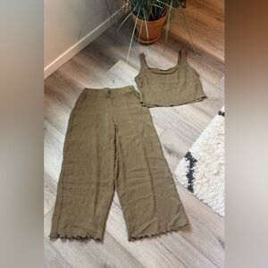 ASTR The Label Olive Green Wide-Leg Pant and Top Set